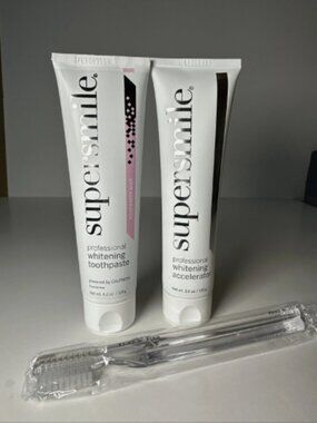 Supersmile 4.2oz Toothpaste 3.6oz Accelerator & Brush-Rosewater Mint-NEW-A700474
